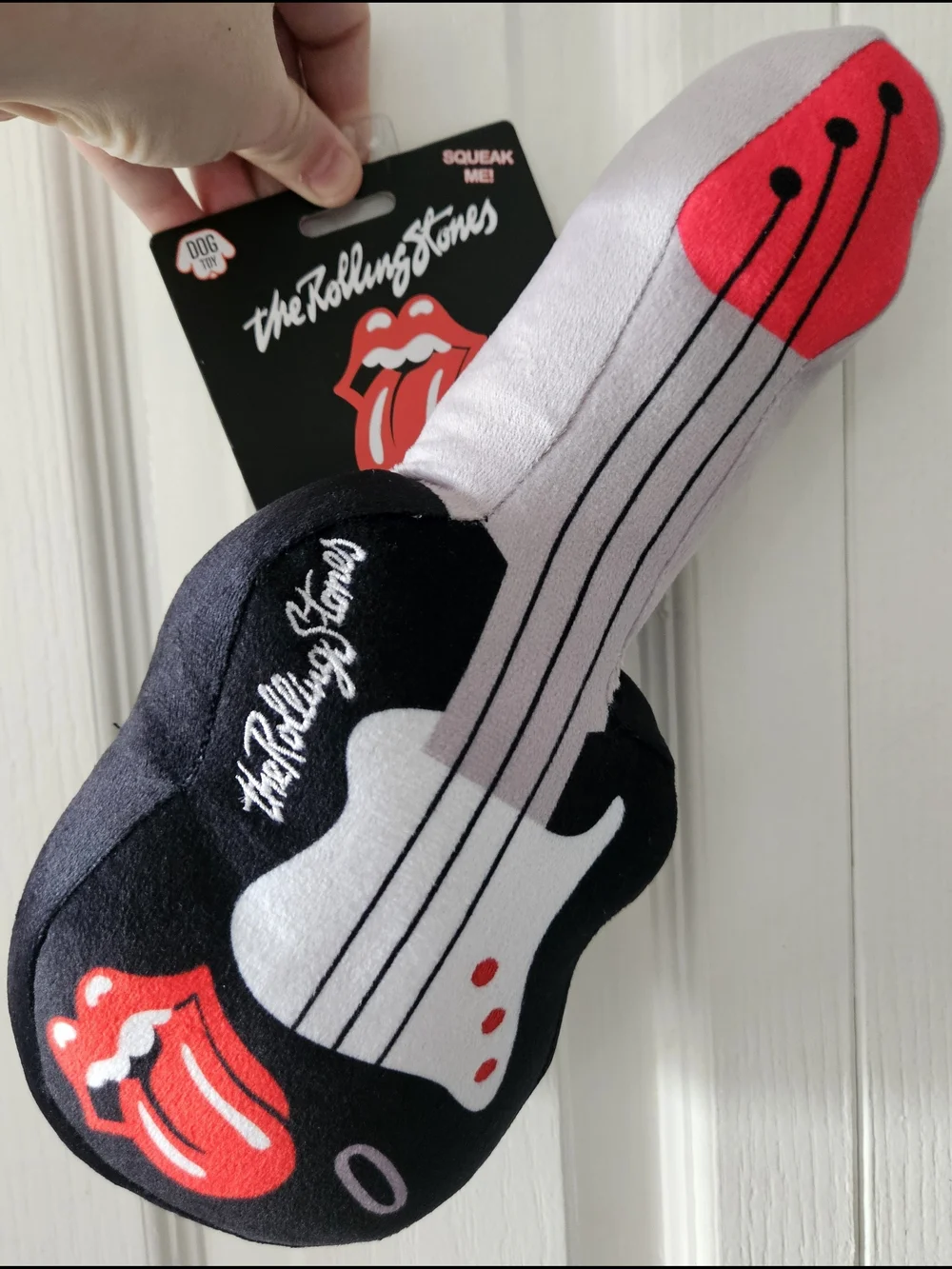 Rolling Stones Logo Icon Rock & Roll Guitar Plush Dog Toy Squeak New NWT RARE!